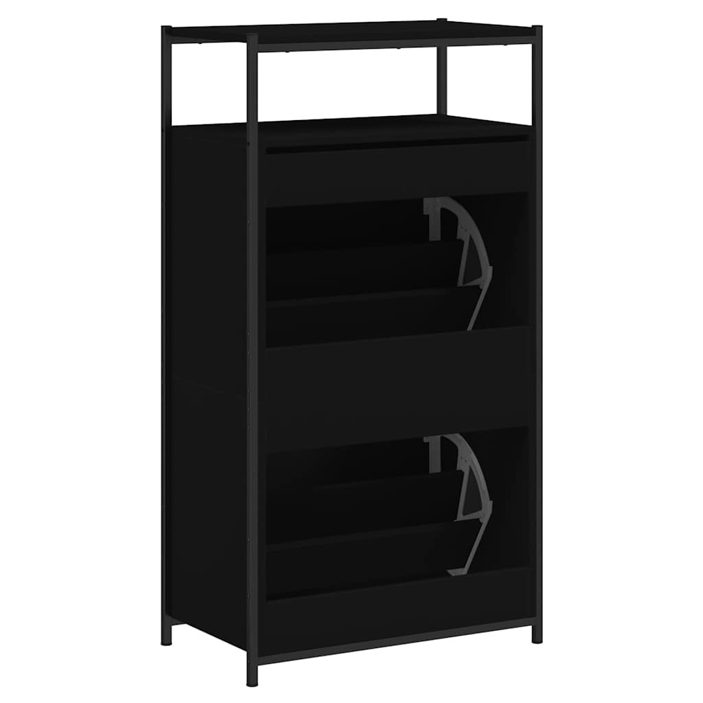 Shoe Cabinet | Black | Engineered Wood | Compact | Shoe Cabinet