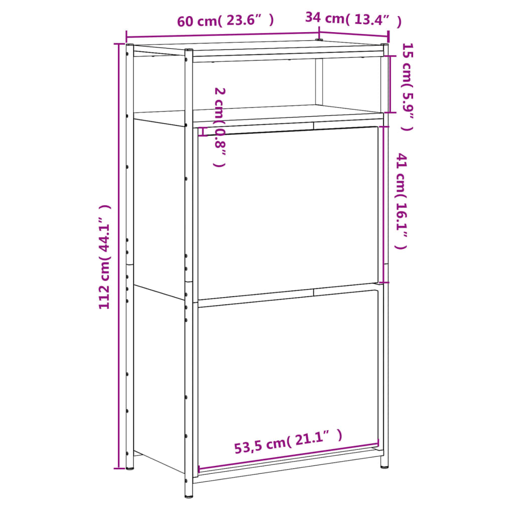 Shoe Cabinet | Black | Engineered Wood | Compact | Shoe Cabinet