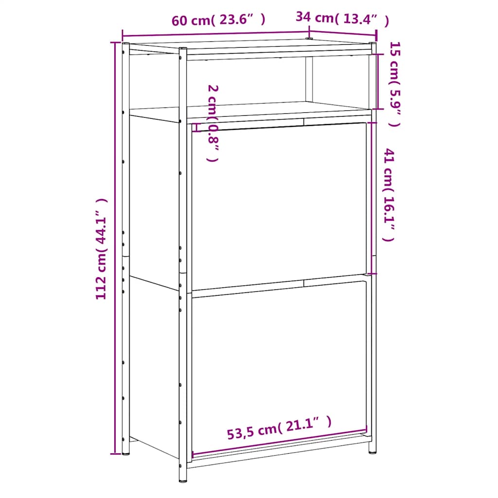 Shoe Cabinet Black 60x34x112 cm Engineered Wood
