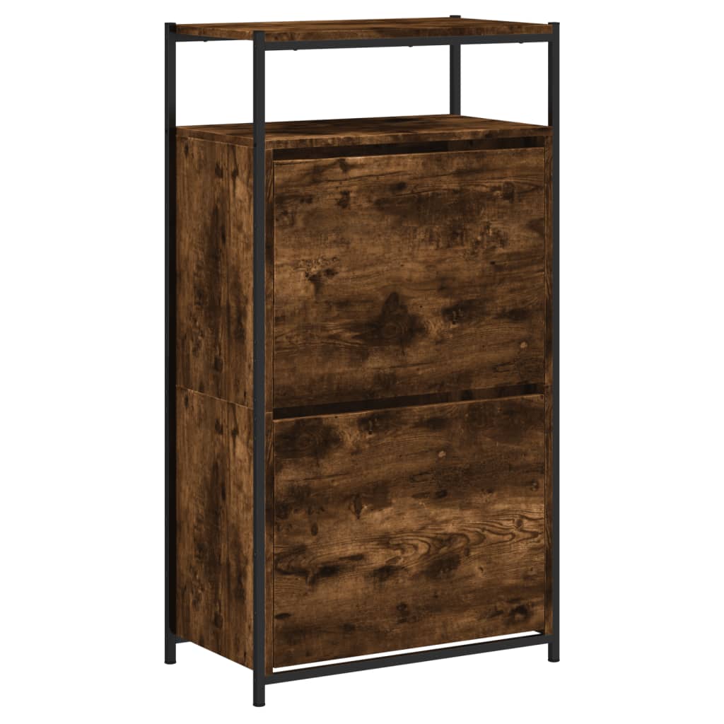 Shoe Cabinet Smoked Oak 60x34x112 cm Engineered Wood