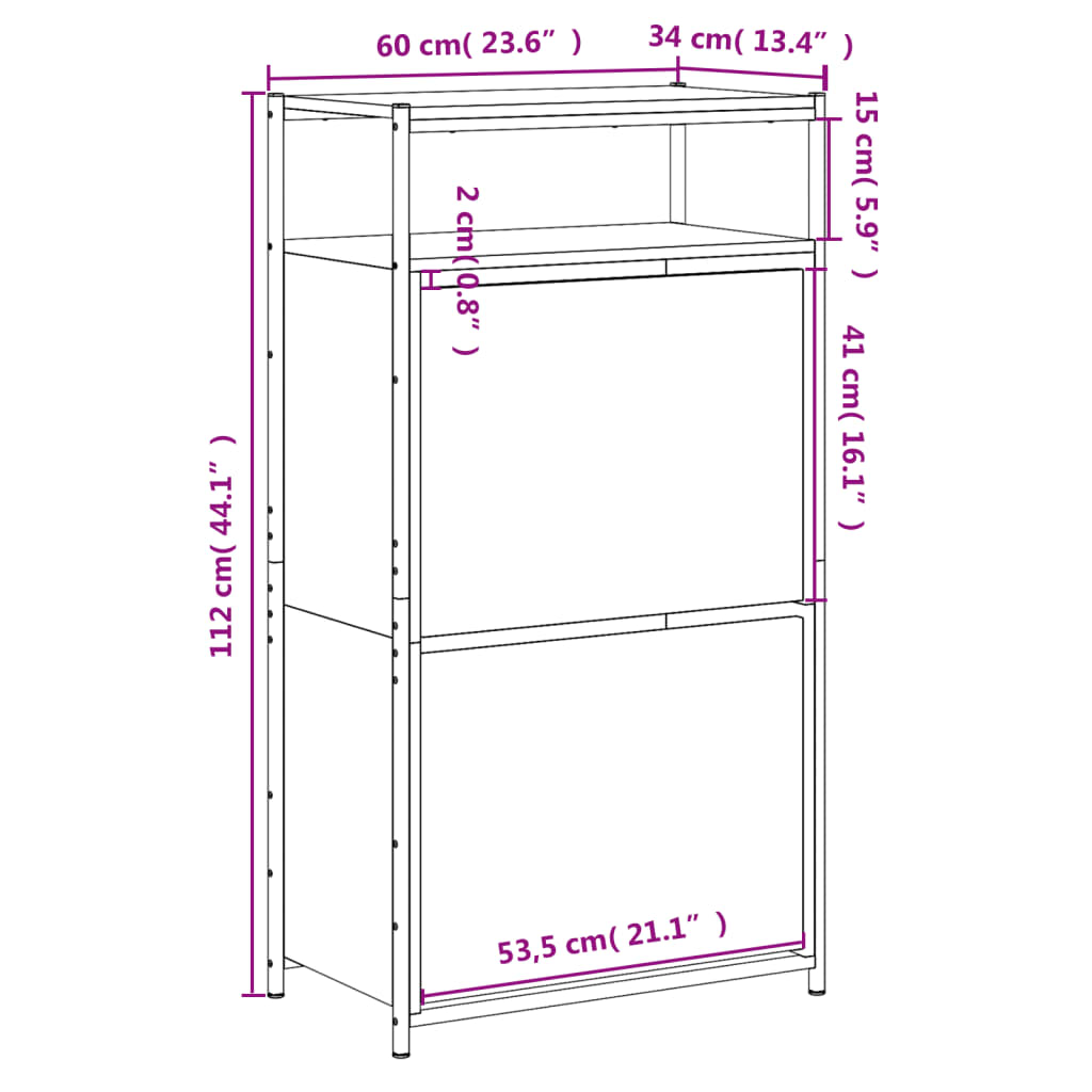 Shoe Cabinet Grey Sonoma 60x34x112 Engineered Wood