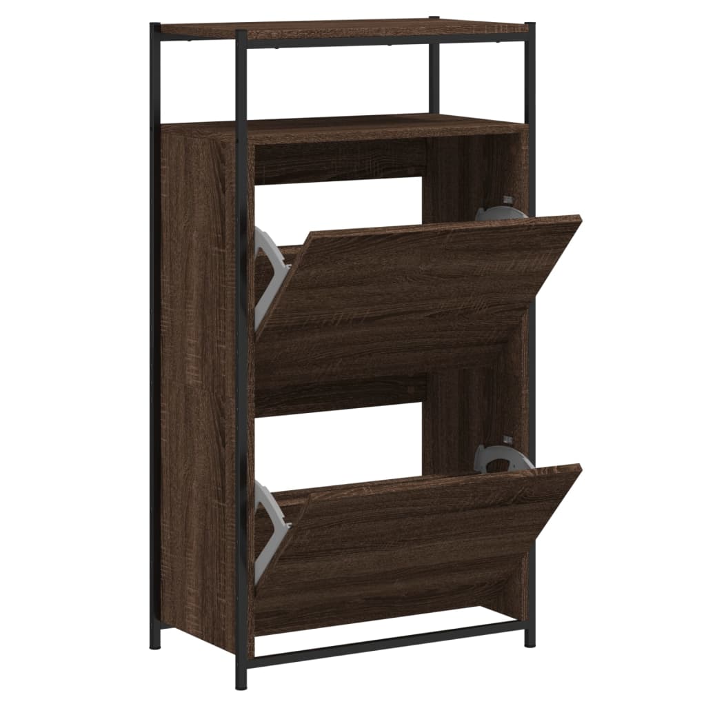 Shoe Cabinet Brown Oak 60x34x112 cm Engineered Wood