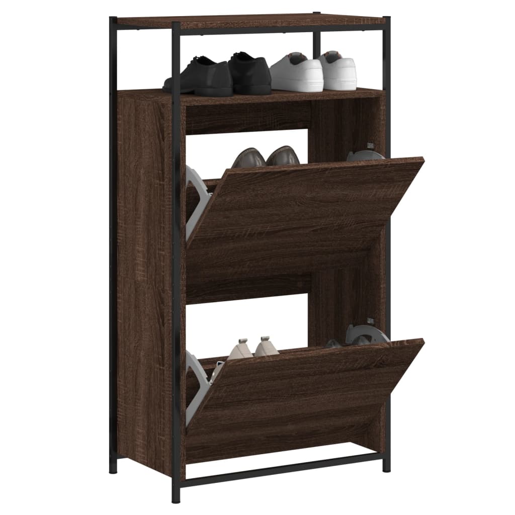 Shoe Cabinet Brown Oak 60x34x112 cm Engineered Wood