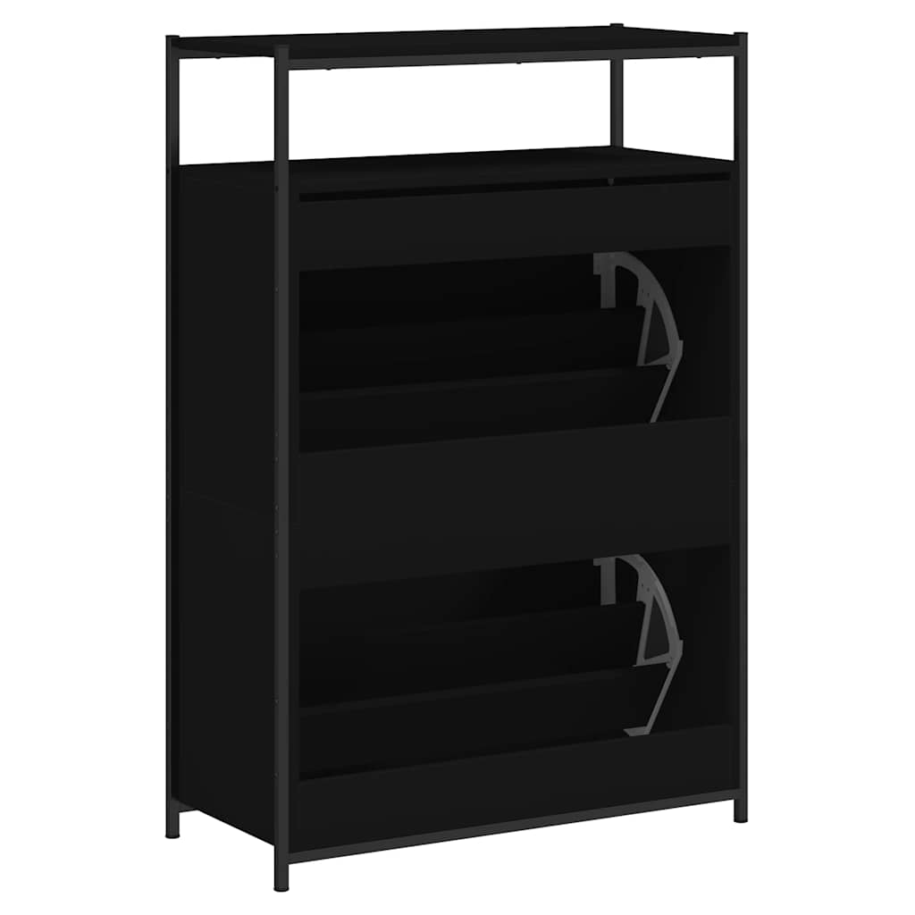 Shoe Cabinet | Black | Engineered Wood | Compact | Shoe Cabinet