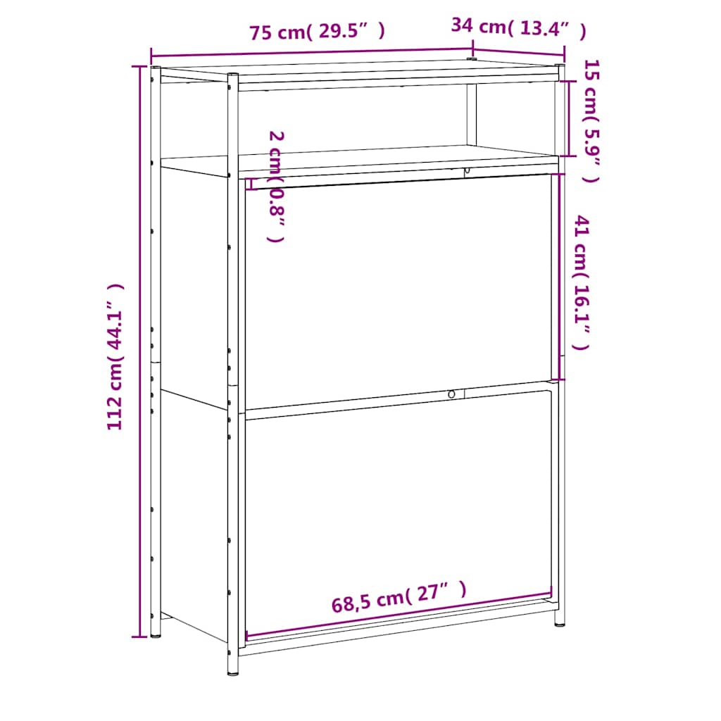 Shoe Cabinet | Black | Engineered Wood | Compact | Shoe Cabinet