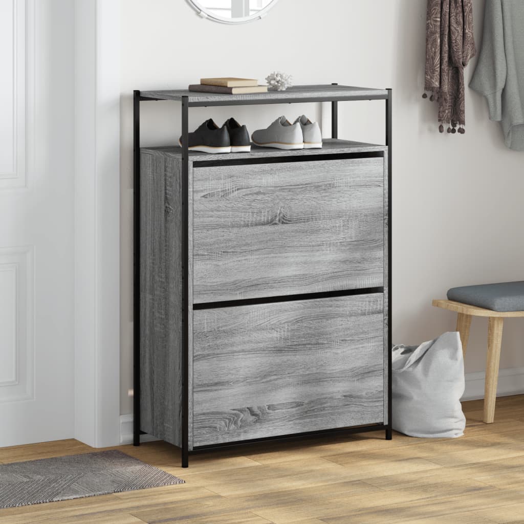 Shoe Cabinet Grey Sonoma 75x34x112 cm Engineered Wood