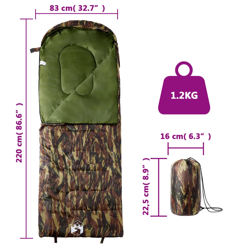 vidaXL Sleeping Bag for Adults Camping 3-4 Seasons