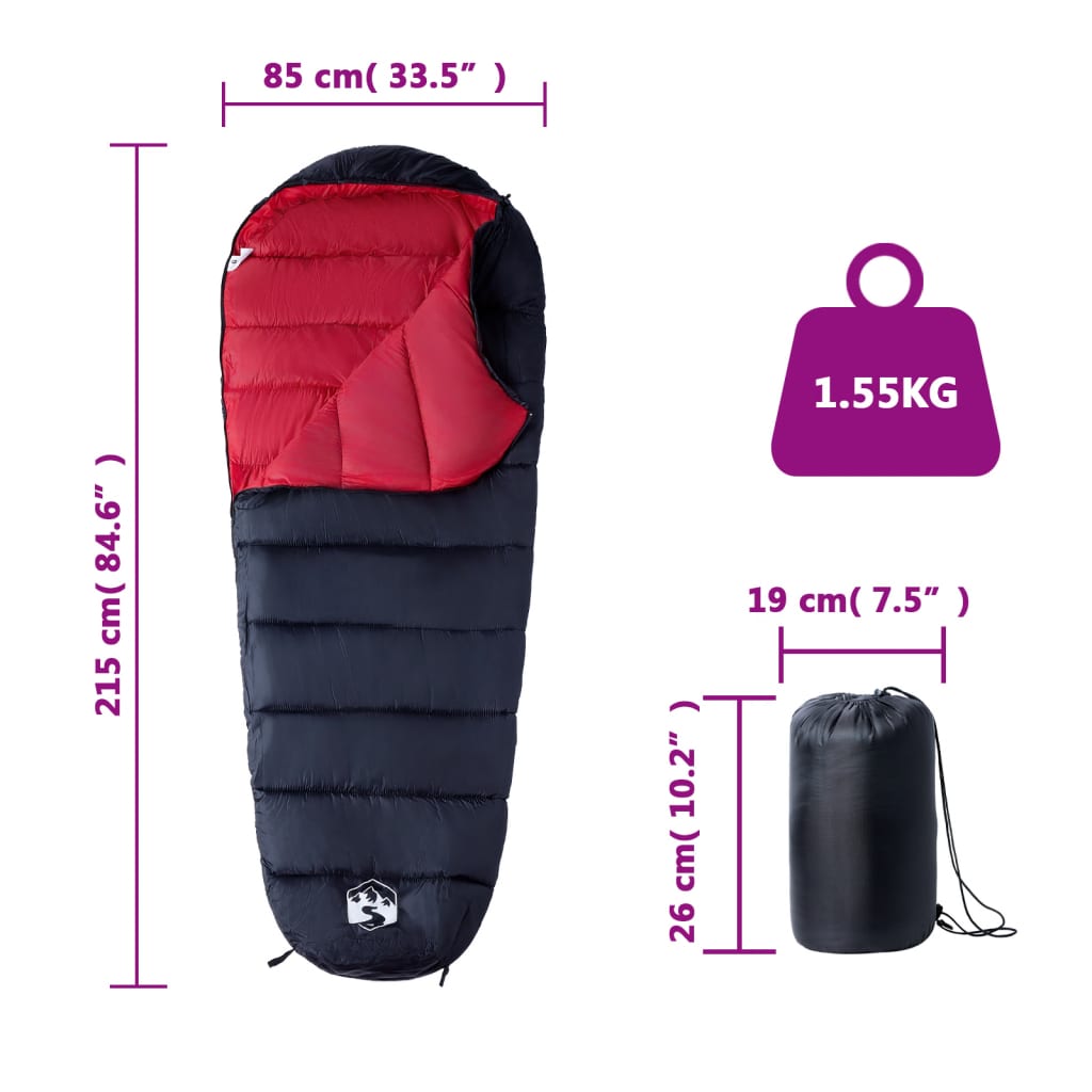 vidaXL Mummy Sleeping Bag for Adults Camping 3 Seasons