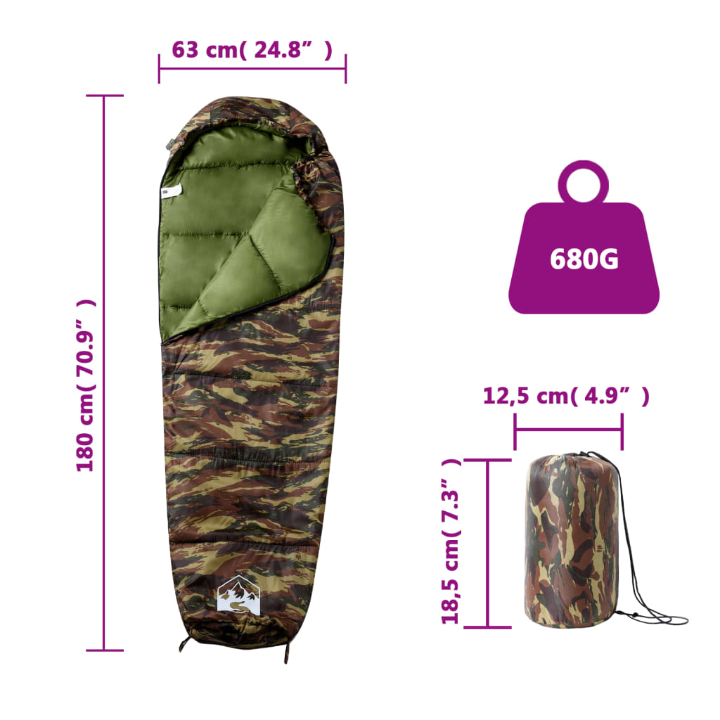 vidaXL Mummy Sleeping Bag for Adults Camping 3 Seasons