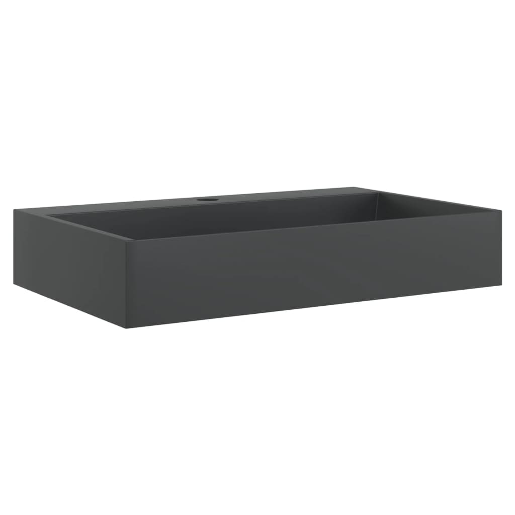 vidaXL Wash Basin 60x38x11 cm Mineral Cast/Marble Cast Matt Black