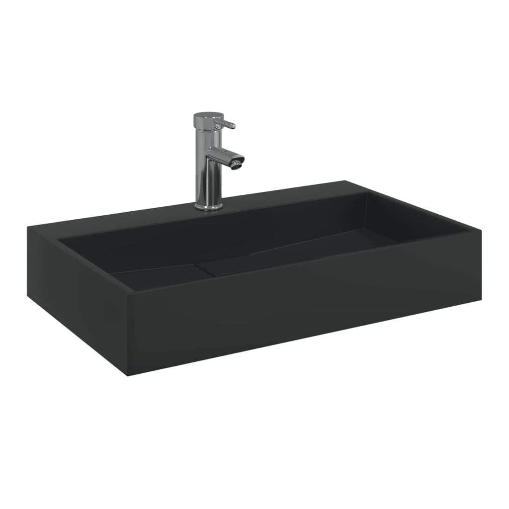 vidaXL Wash Basin 60x38x11 cm Mineral Cast/Marble Cast Matt Black