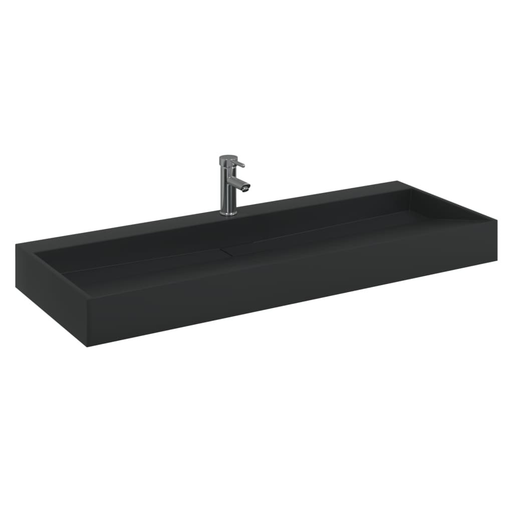 vidaXL Wash Basin 120x46x11 cm Mineral Cast/Marble Cast Matt Black