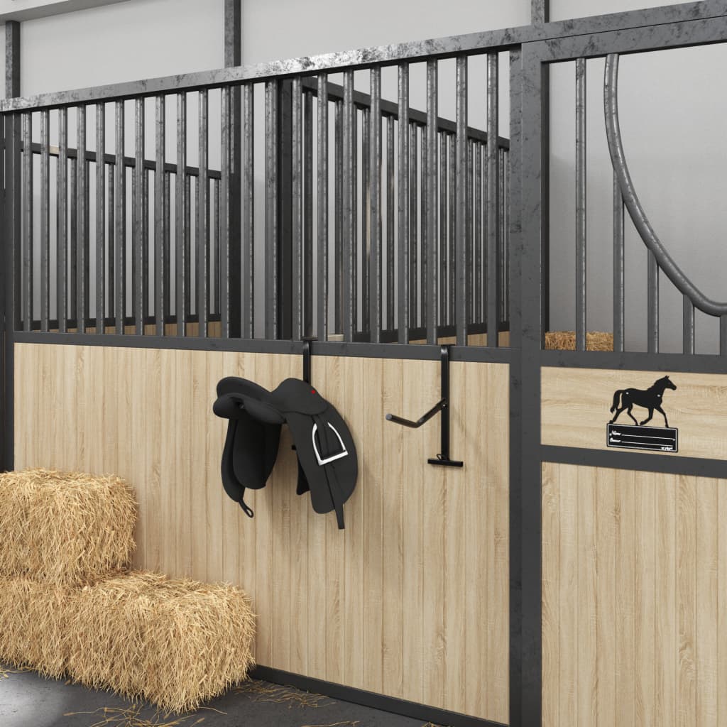 Saddle Rack with Bridle Hook Single Arm Portable Black Iron