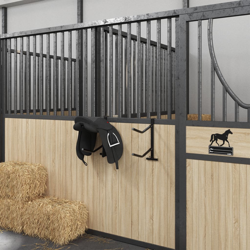 Saddle Rack with Bridle Hook Twin Arm Portable Black Iron