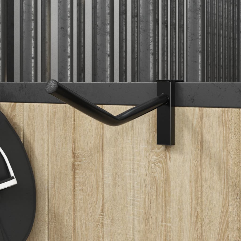 Saddle Rack with Bridle Hook Single Arm Portable Black Iron