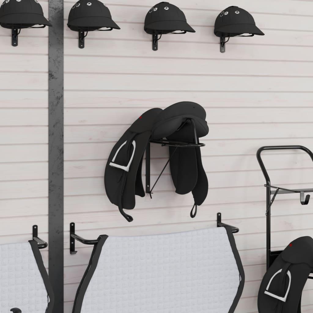Foldable Saddle Rack Wall Mounted Black Iron