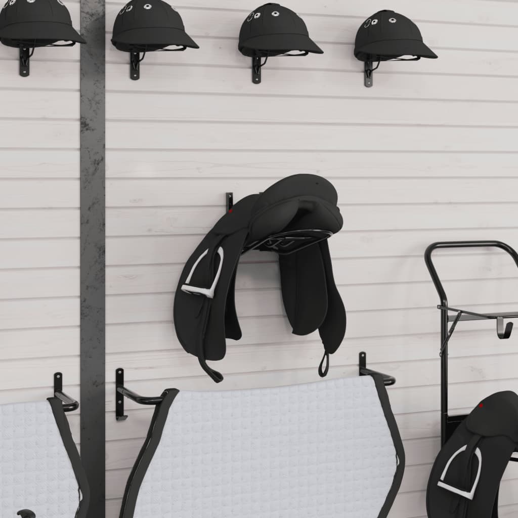 Foldable Saddle Rack Wall Mounted Black Iron