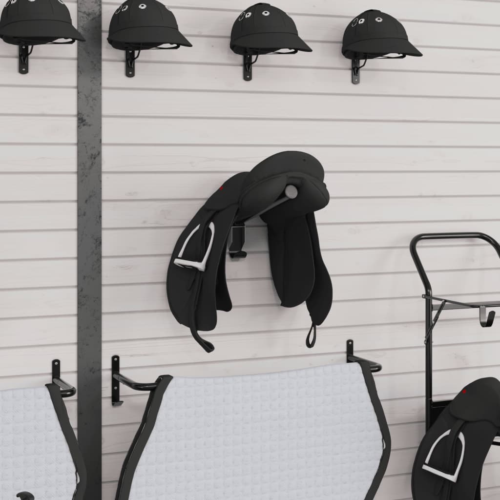 Foldable Saddle Rack Wall Mounted Black Iron