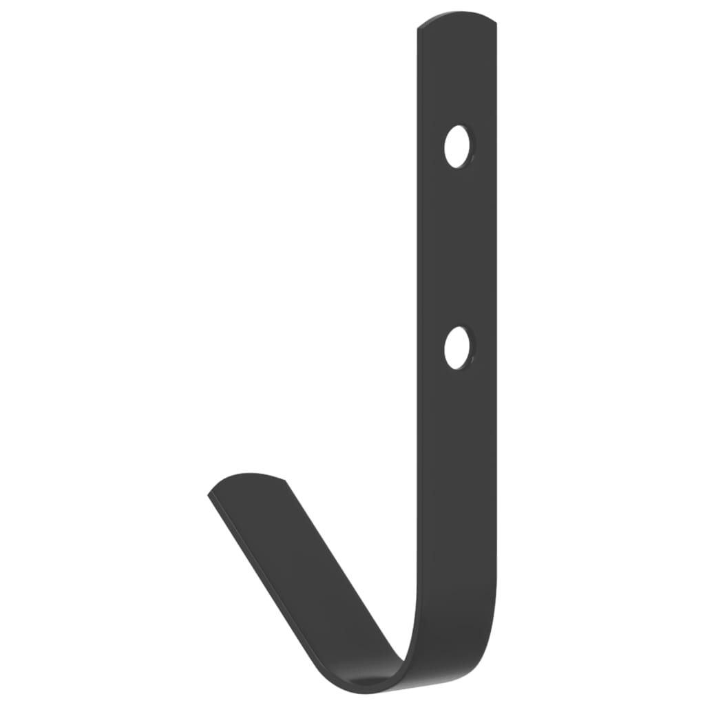 Wall Hooks J Shape 12 pcs Black Steel
