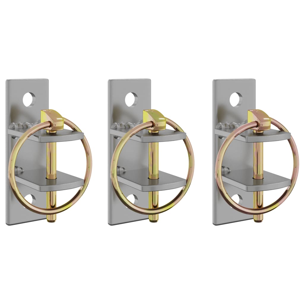 Bucket Hooks 3 pcs Wall Mounted Silver and Brown Steel