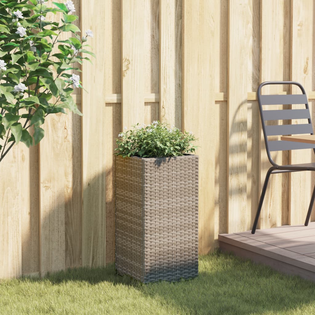 vidaXL Garden Planter Grey 30x30x60 cm Poly Rattan