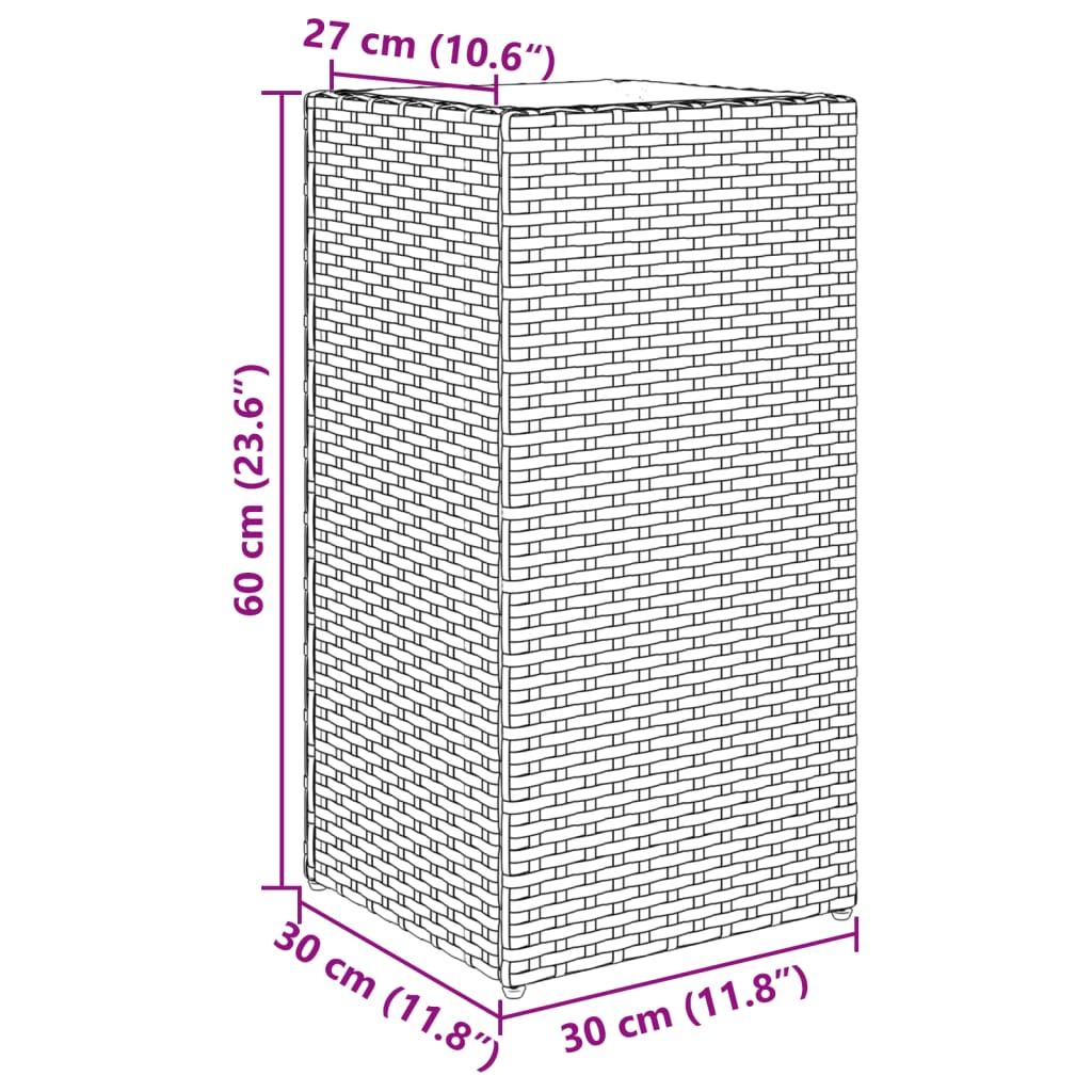 vidaXL Garden Planter Grey 30x30x60 cm Poly Rattan