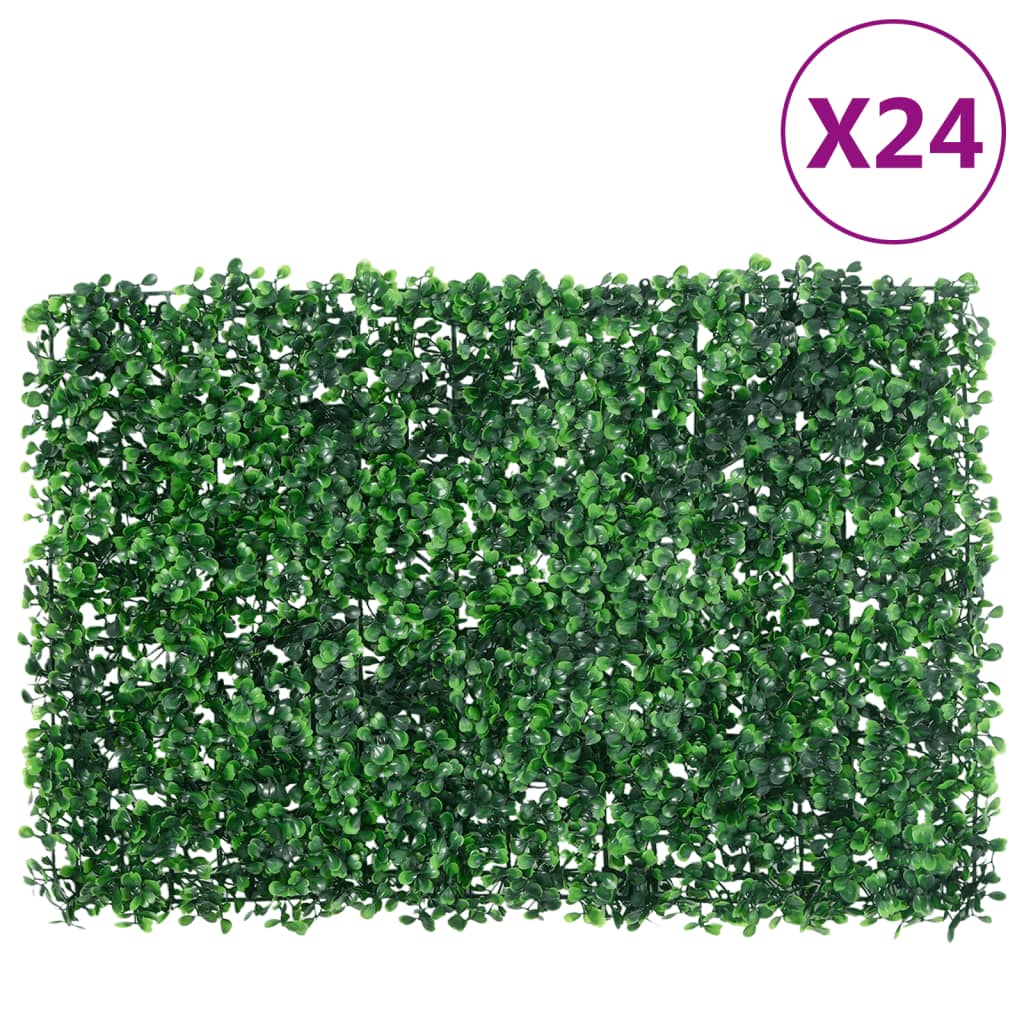  vidaXL Artificial Shrub Leaf Fence 24 pcs Green 40x60 cm