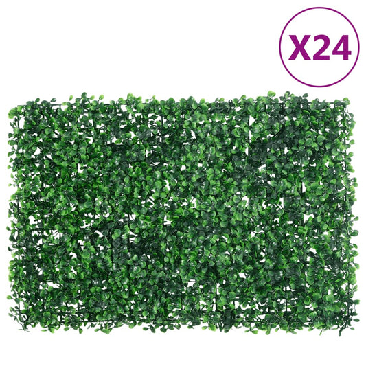  vidaXL Artificial Shrub Leaf Fence 24 pcs Green 40x60 cm