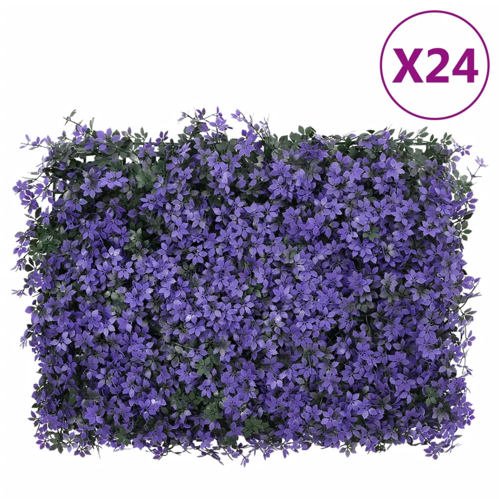  vidaXL Artificial Leaf Fence 24 pcs Purple 40x60 cm