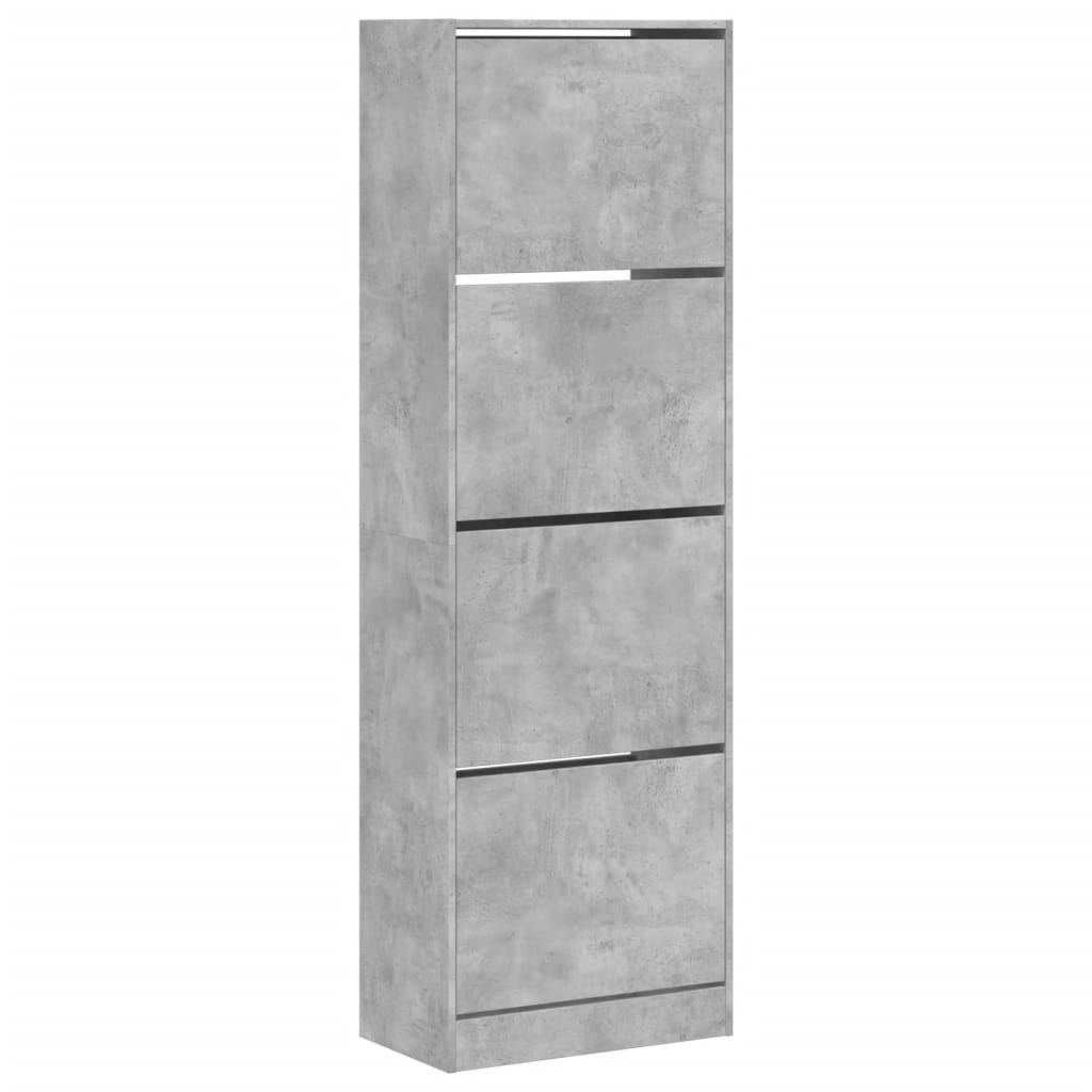 vidaXL Shoe Cabinet with 4 Flip-Drawers Concrete Grey 60x34x187.5 cm