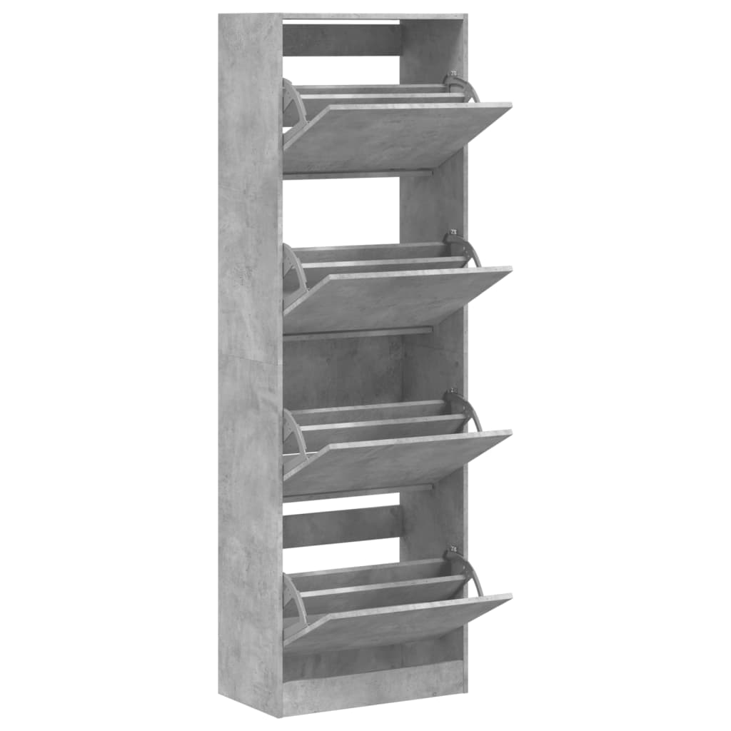 vidaXL Shoe Cabinet with 4 Flip-Drawers Concrete Grey 60x34x187.5 cm