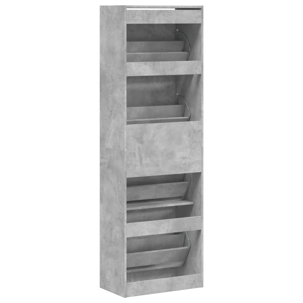 vidaXL Shoe Cabinet with 4 Flip-Drawers Concrete Grey 60x34x187.5 cm