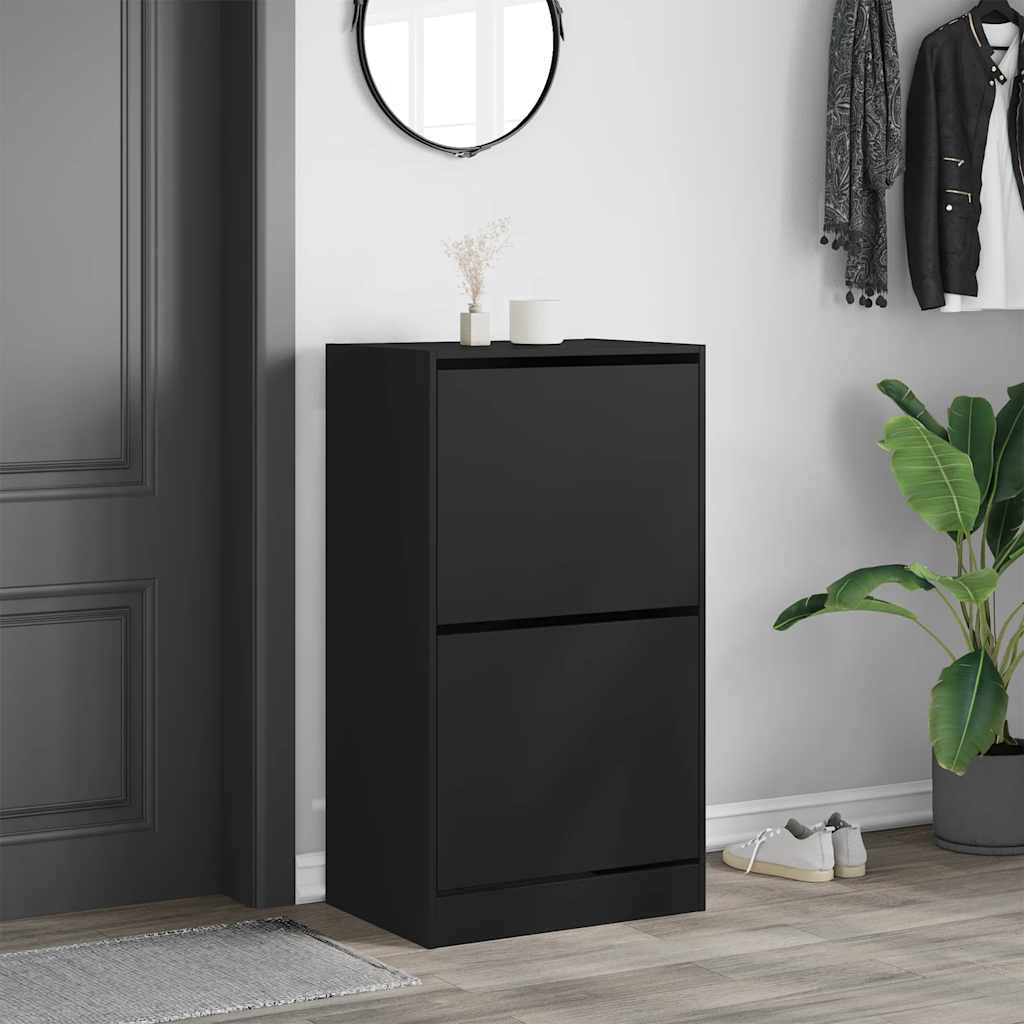 Shoe Cabinet | Black | Engineered wood | 60x42x108 cm | Shoe Cabinet