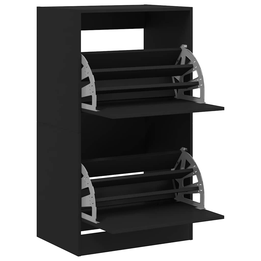 Shoe Cabinet | Black | Engineered wood | 60x42x108 cm | Shoe Cabinet