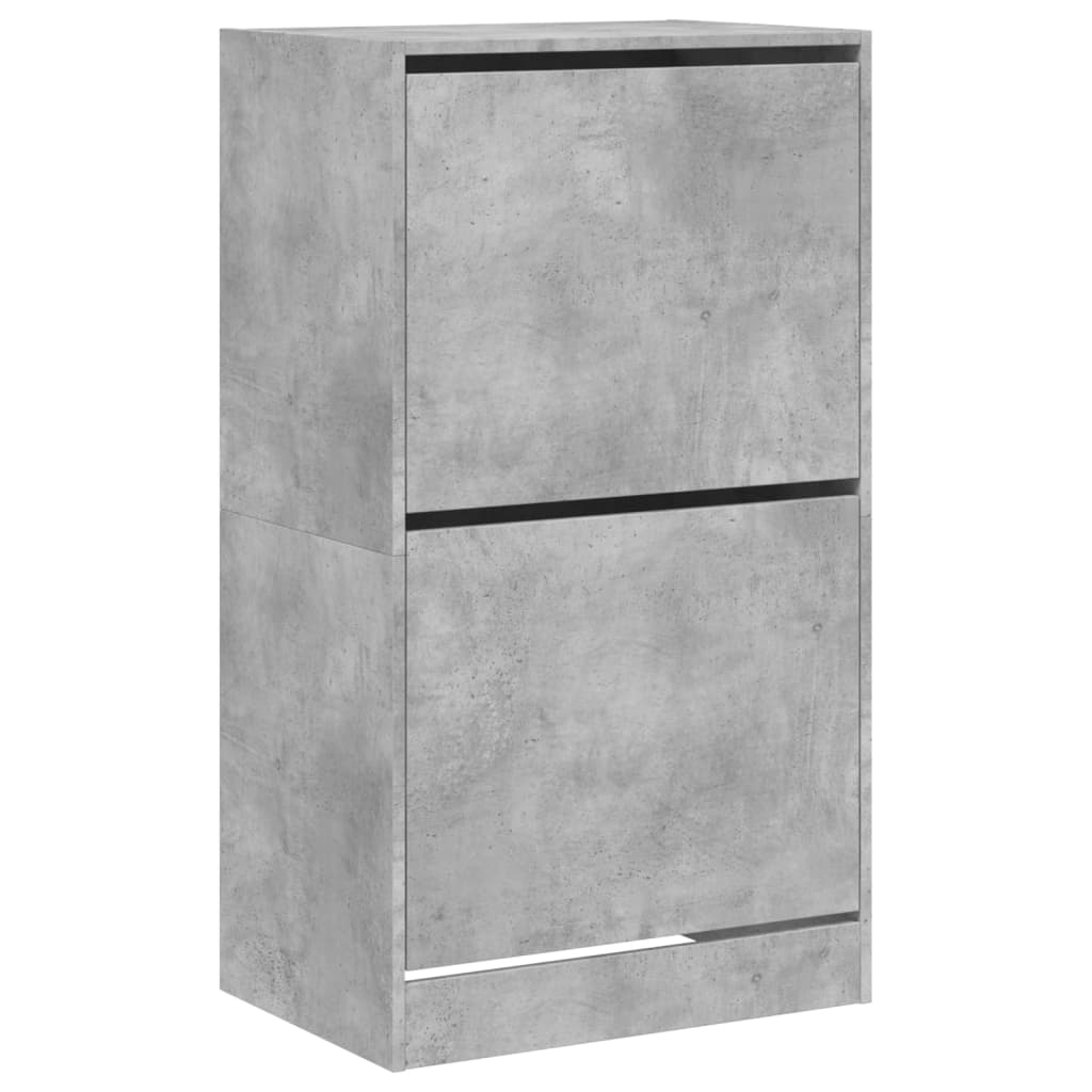 Shoe Cabinet with 2 Flip-Drawers Concrete Grey 60x42x108 cm