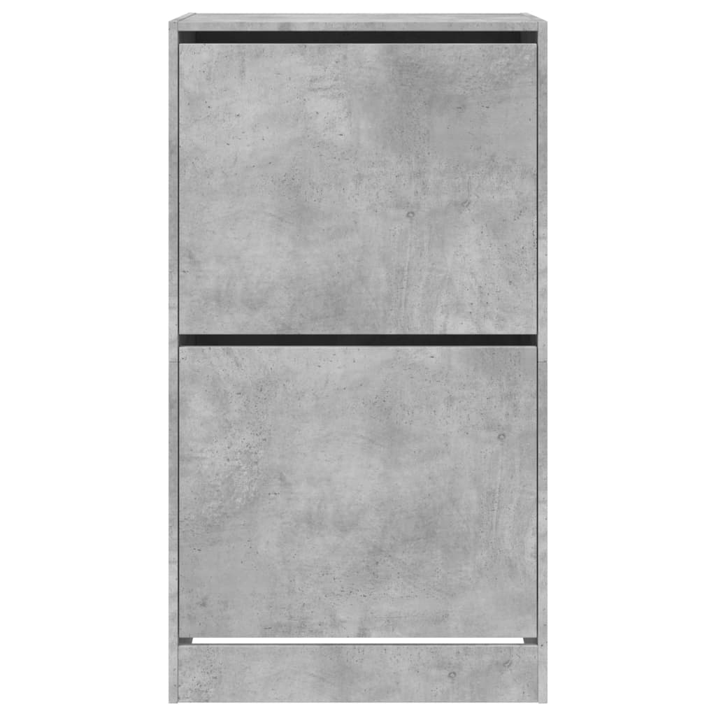 Shoe Cabinet with 2 Flip-Drawers Concrete Grey 60x42x108 cm