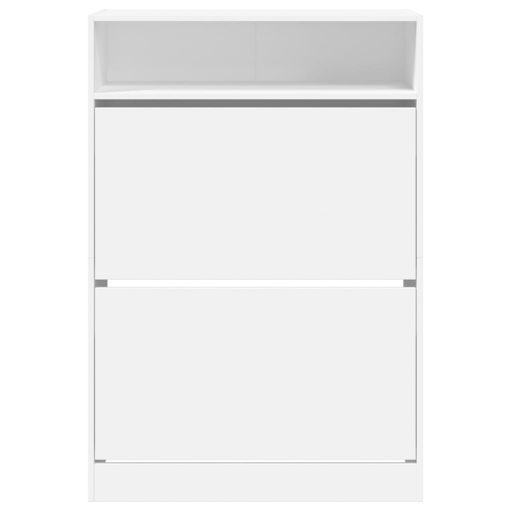 Shoe Cabinet with 2 Flip-Drawers White 80x34x116 cm