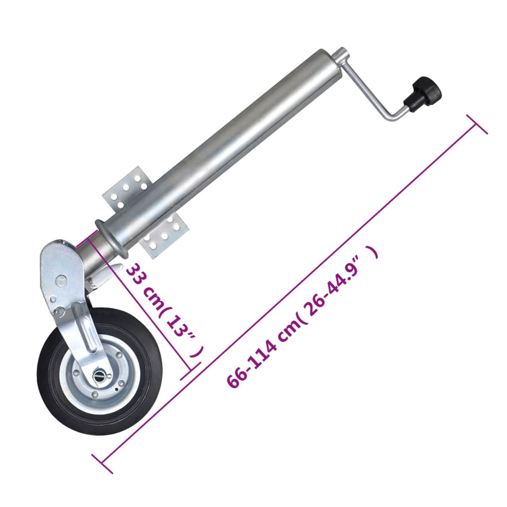 vidaXL Folding Jockey Wheel 60 mm with Wheel Chocks