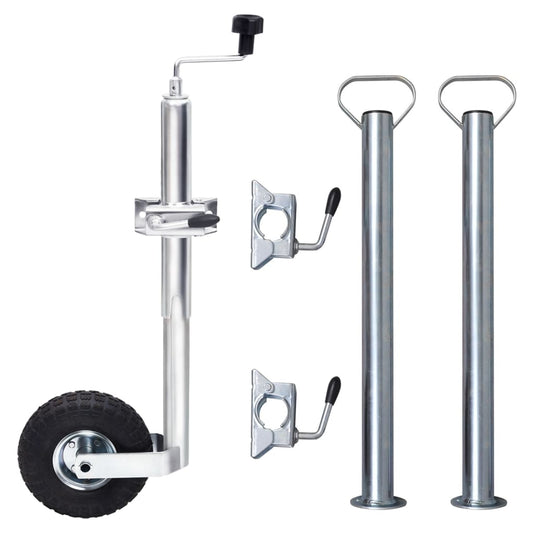vidaXL Jockey Wheel 48 mm with 2 Support Tubes and 3 Split Clamps