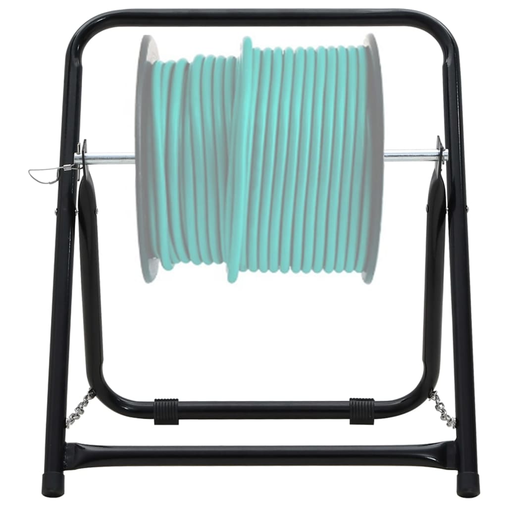 vidaXL Hose Reel Cart 48 cm 45 kg Black Powder-coated Steel