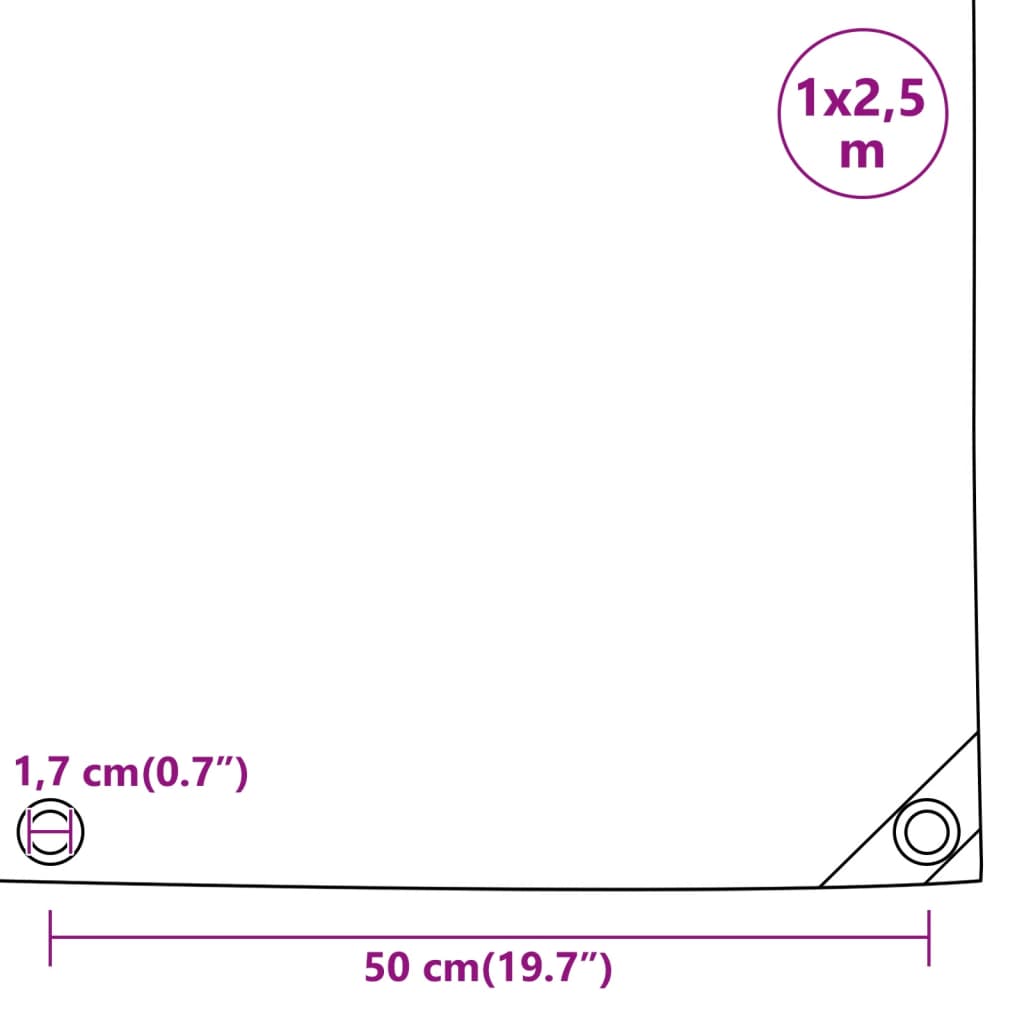 vidaXL Tarpaulin Grey 1x2.5 m 650 g/m²