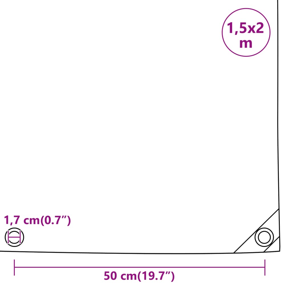 vidaXL Tarpaulin Grey 1.5x2 m 650 g/m²