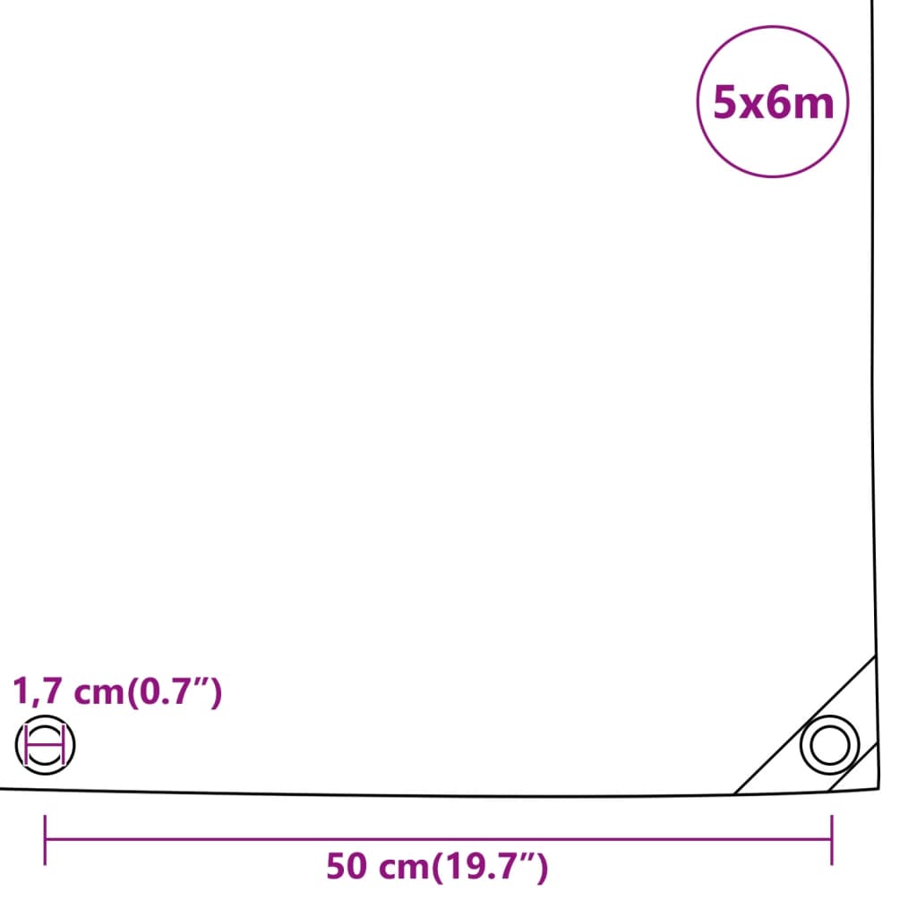 vidaXL Tarpaulin Grey 5x6 m 650 g/m²