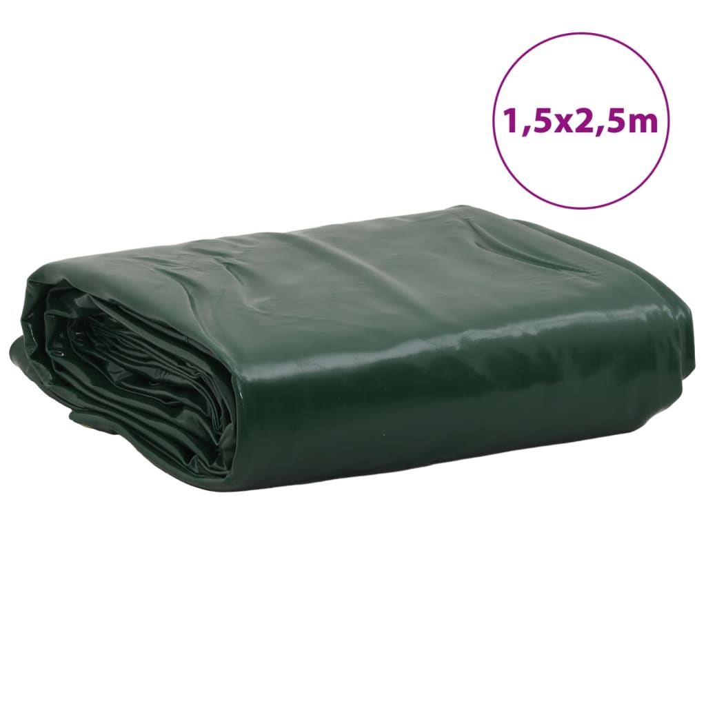 vidaXL Tarpaulin Green 1.5x2.5 m 650 g/m²