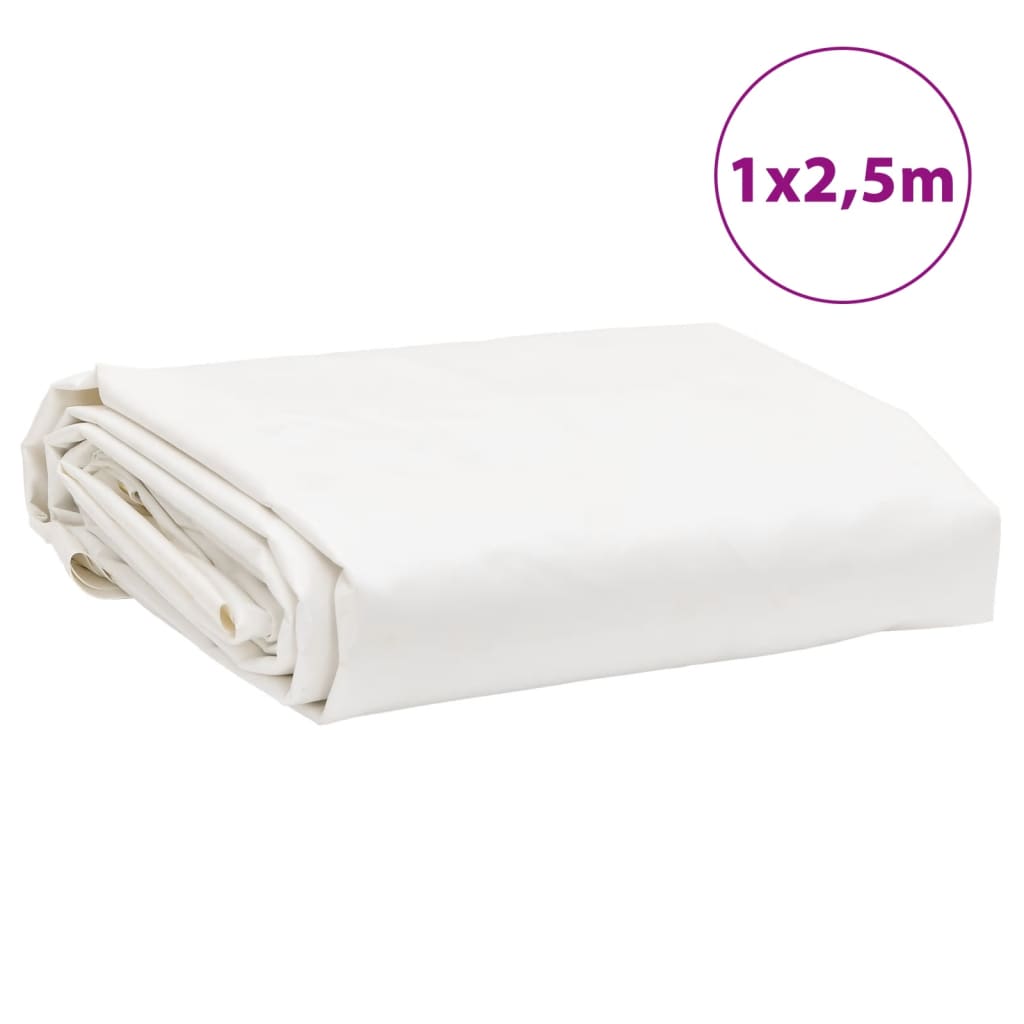 vidaXL Tarpaulin White 1x2.5 m 650 g/m²