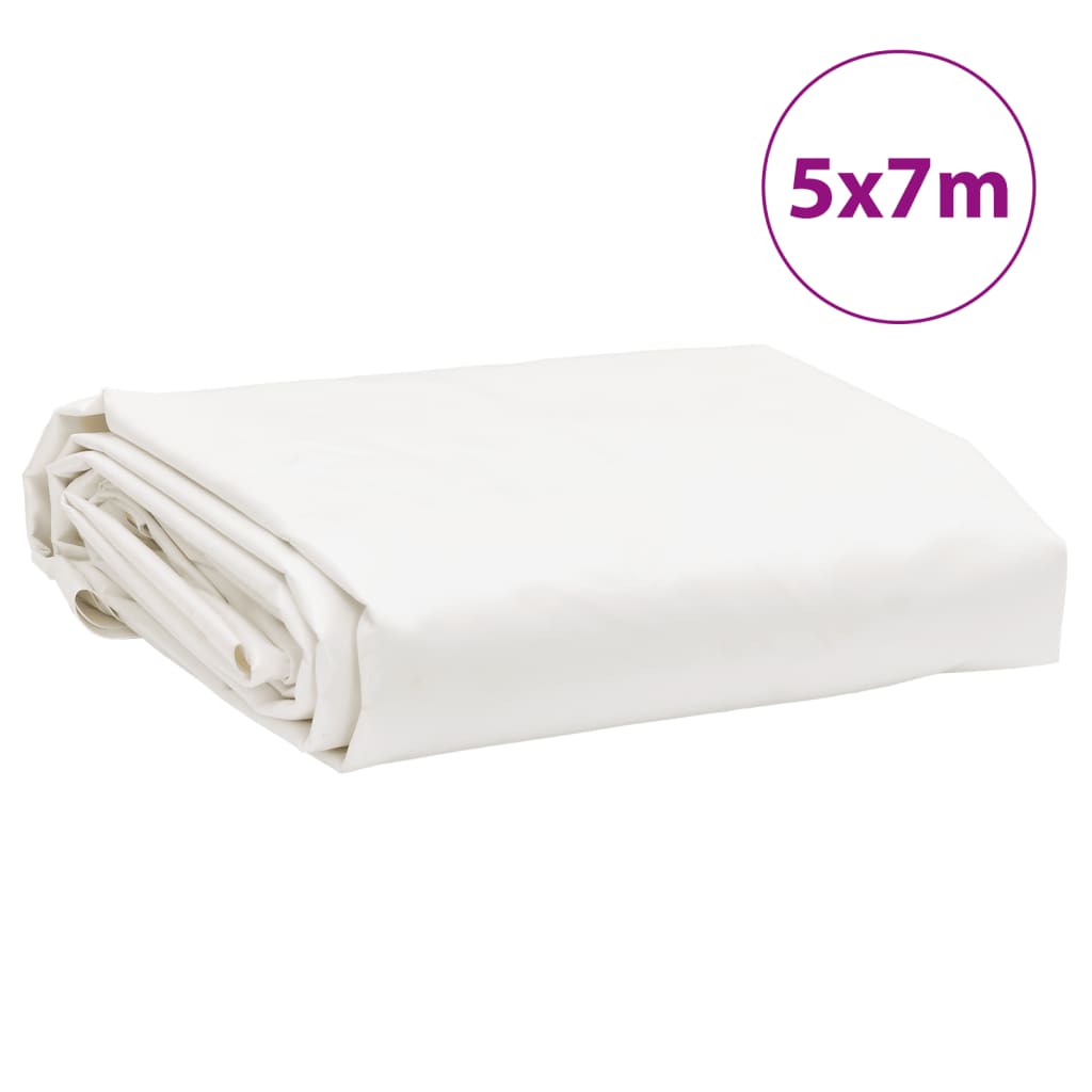 vidaXL Tarpaulin White 5x7 m 650 g/m²