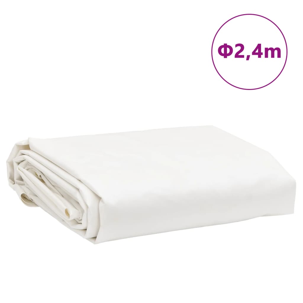 vidaXL Tarpaulin White Ø 2.4 m 650 g/m²