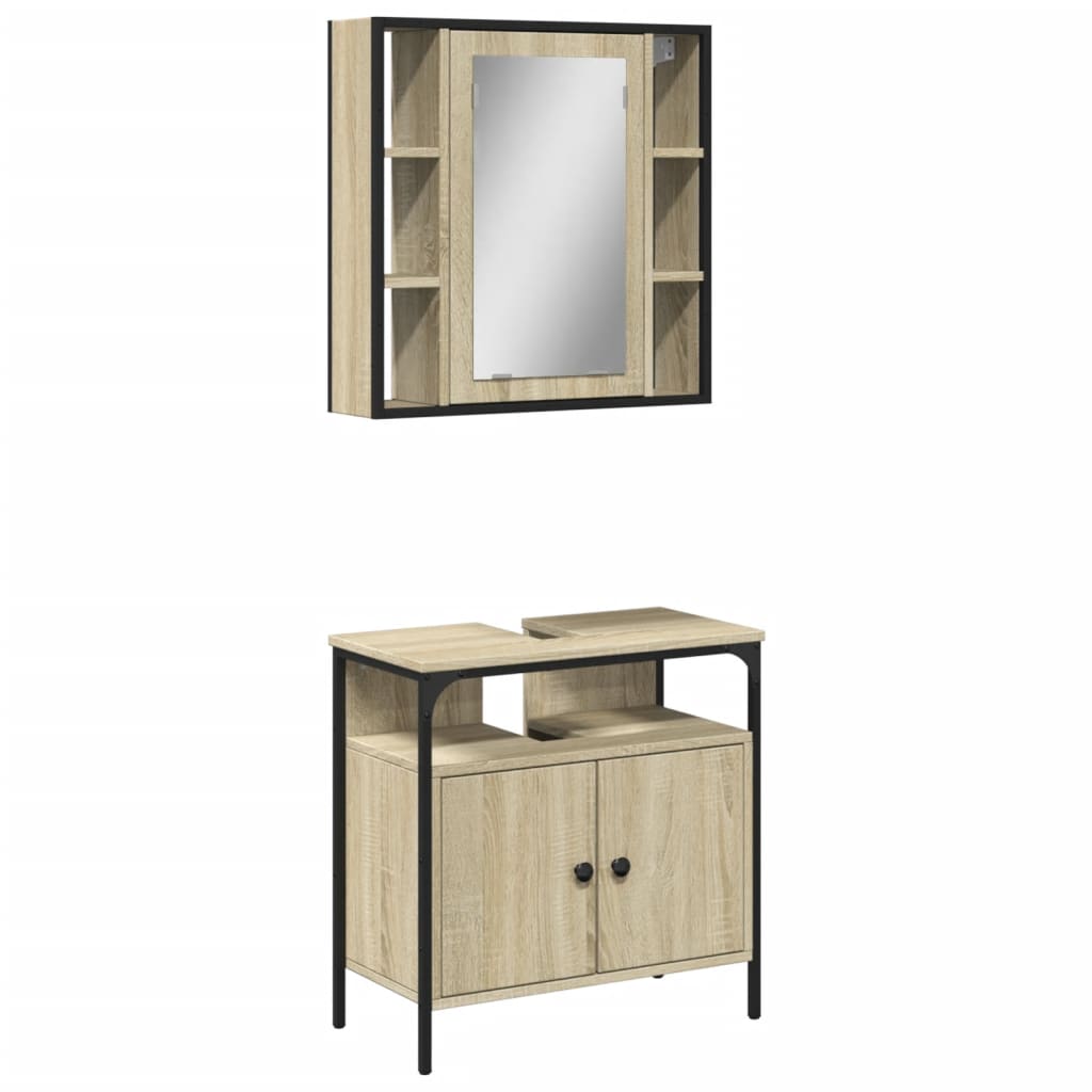 vidaXL 2 Piece Bathroom Furniture Set Sonoma Oak Engineered Wood