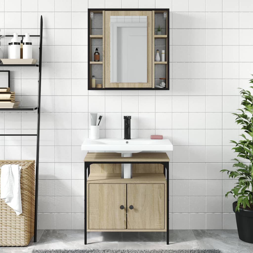 vidaXL 2 Piece Bathroom Furniture Set Sonoma Oak Engineered Wood