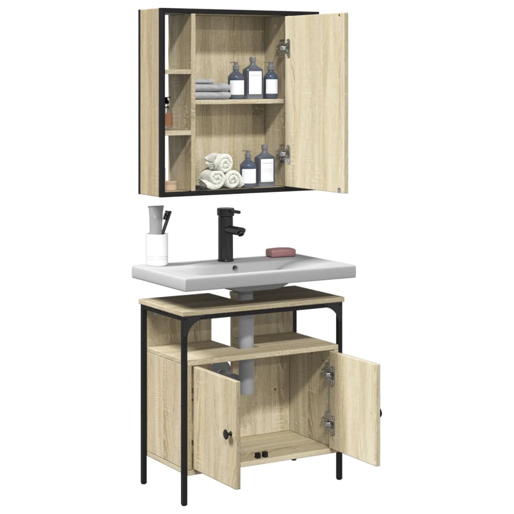 vidaXL 2 Piece Bathroom Furniture Set Sonoma Oak Engineered Wood